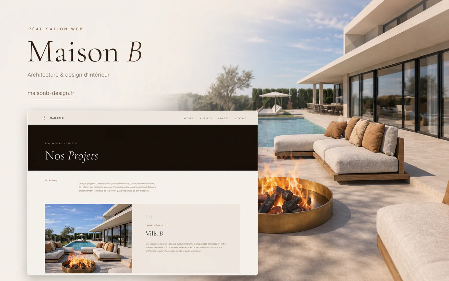 Aperçu du site Maison B Design réalisé par Partner In Design