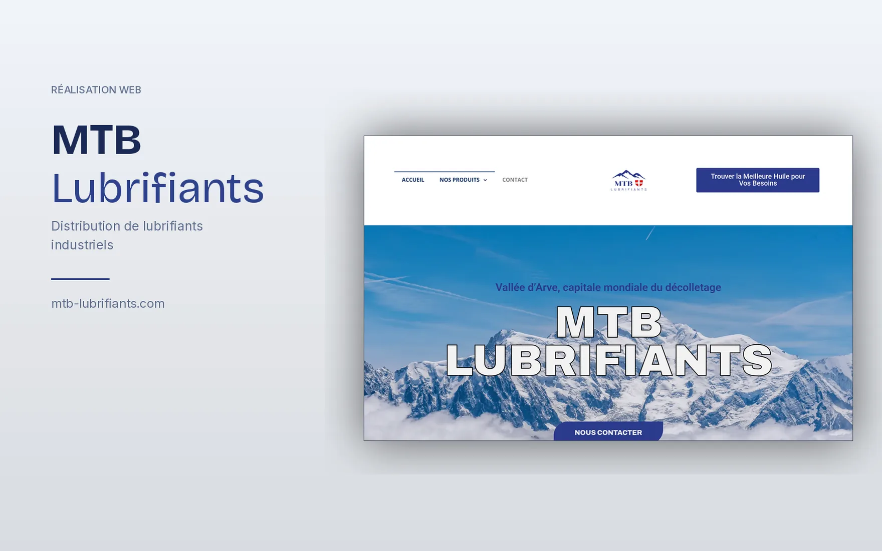 Aperçu du site MTB Lubrifiants réalisé par Partner In Design